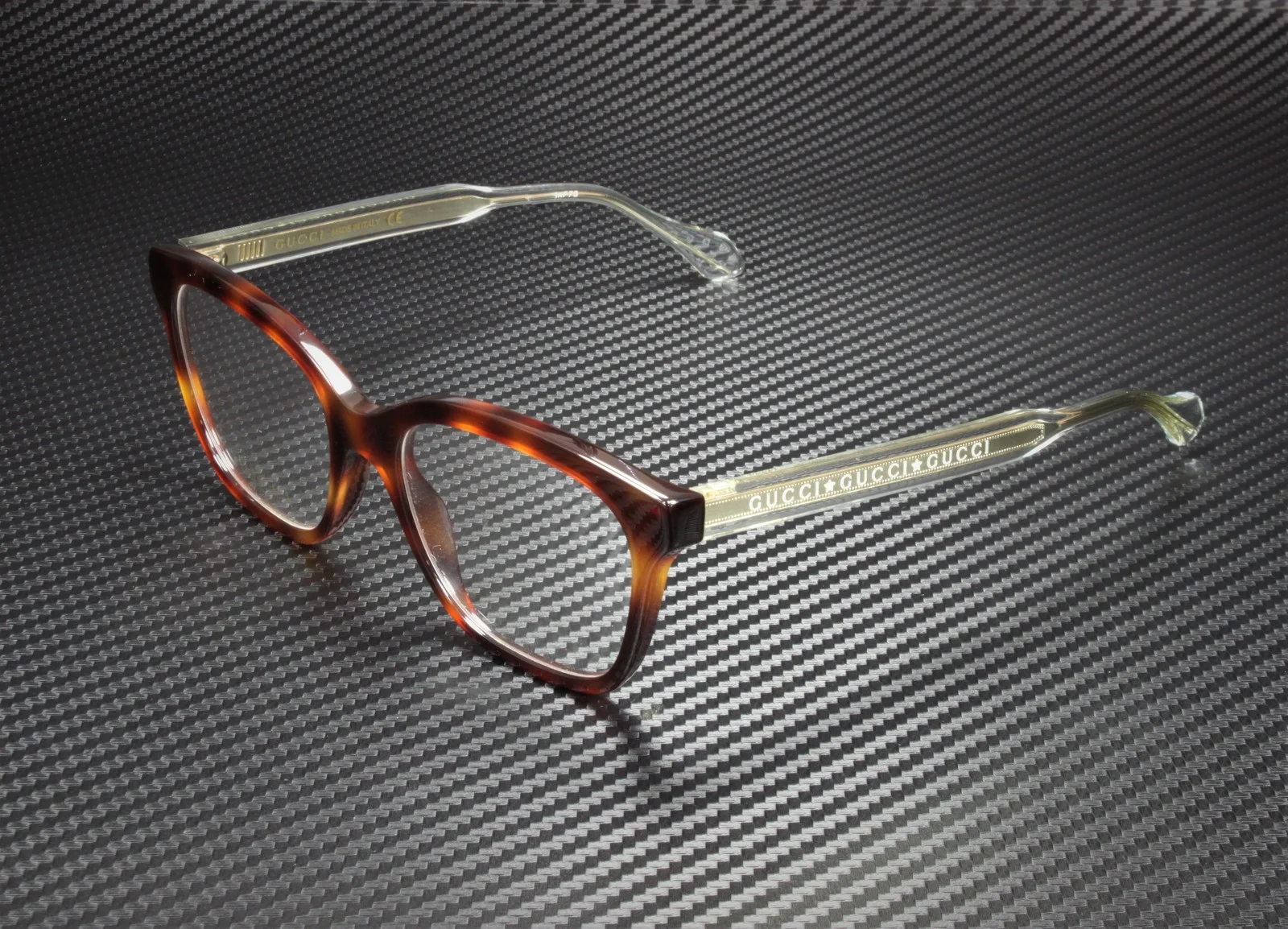 GUCCI GG0566O 002 Square Havana White Crystal Demo Lens 52 mm Women 3