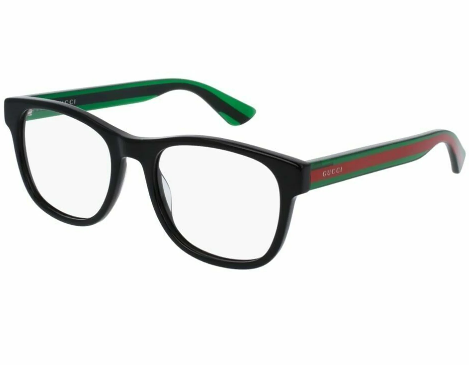 NEW Gucci GG0004o-002 Frame BLACK-GREEN-clear Eyeglasses