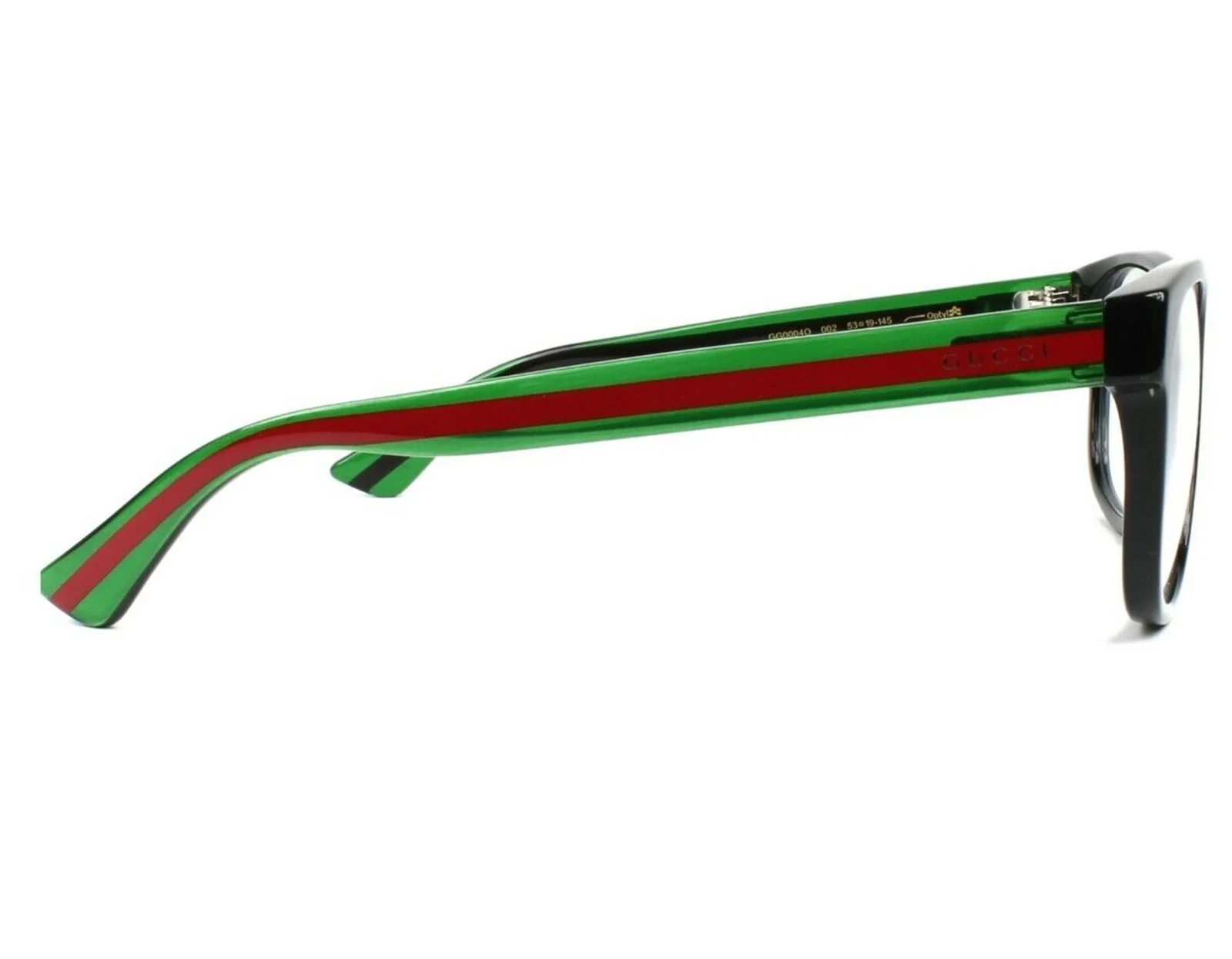 NEW Gucci GG0004o-002 Frame BLACK-GREEN-clear Eyeglasses 3